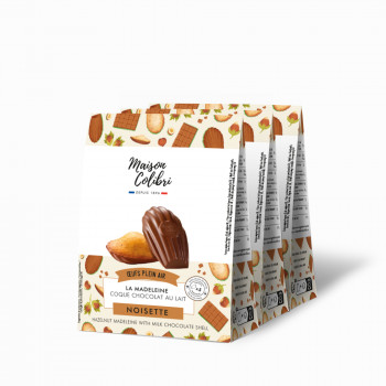 Pack van 3 : Hazelnoot madeleines Melkchocholade-schelp