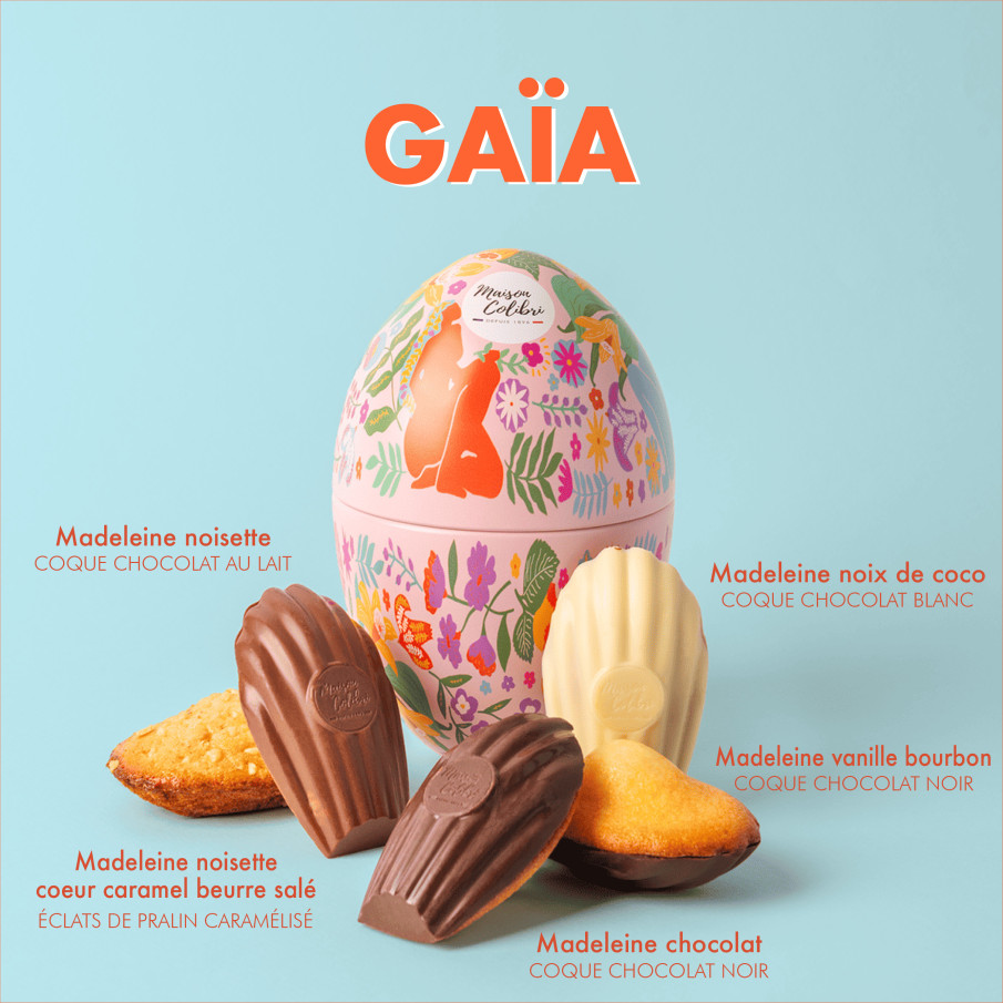 Oeuf de Pâques Rose - Un oeuf rempli de madeleines coques chocolat