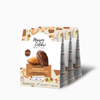 Pack van 3 : Hazelnoot madeleines Melkchocholade-schelp