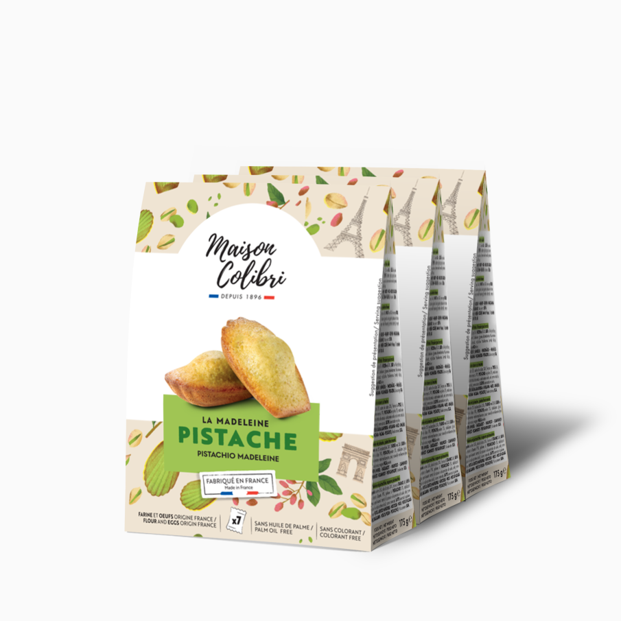 Lot de 3 : Madeleine à la pistache - Acheter madeleine à la pistache | Maison Colibri