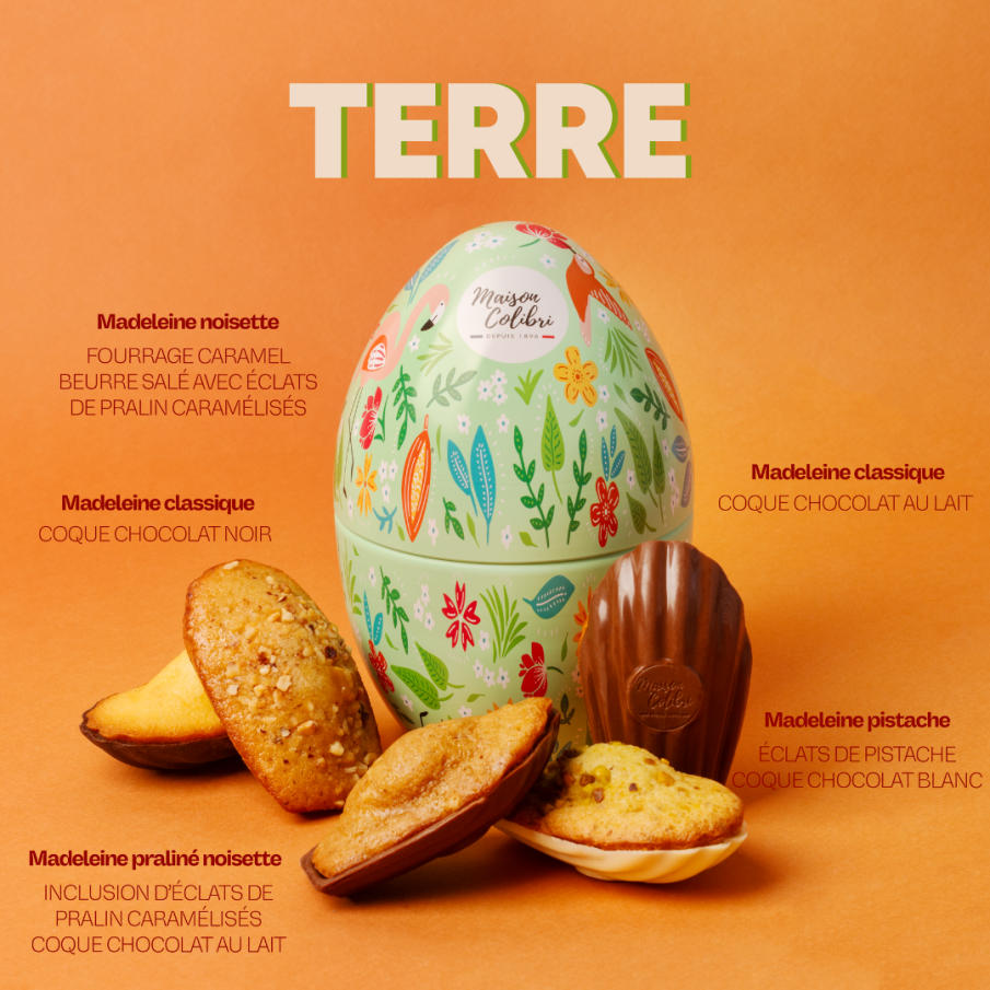 Oeuf Pâques terre - Un oeuf original pour célébrez pâques avec des madeleines coques chocolat